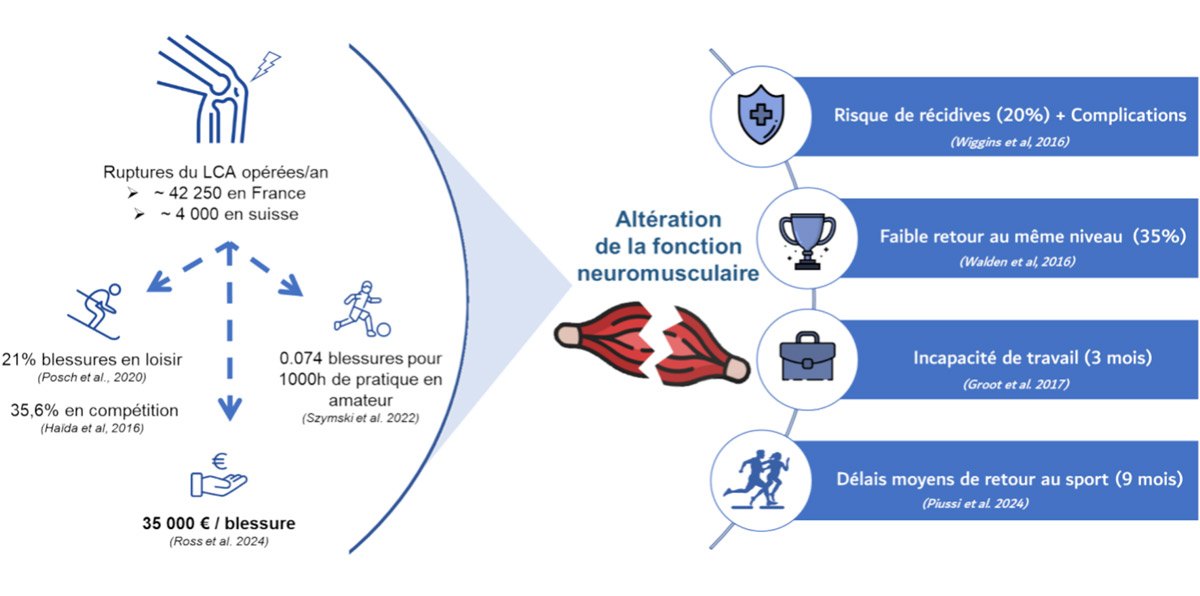 Ruptures du LCA : incidence, risque de récidive, retour au sport et coûts liés à l'altération de la fonction neuromusculaire