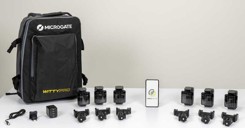 Contenu du Kit 6 WittySem : 6 feux WittySem Pro, 6 clamps, câbles de recharge et sac